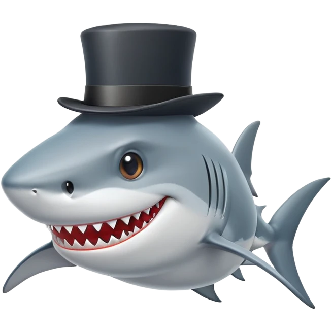 Shark with a top hat emoji