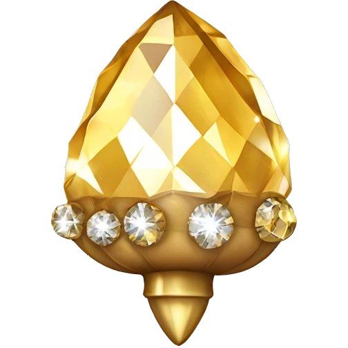 sparkling diamond Acorn like diamond with stem made of gold emoji