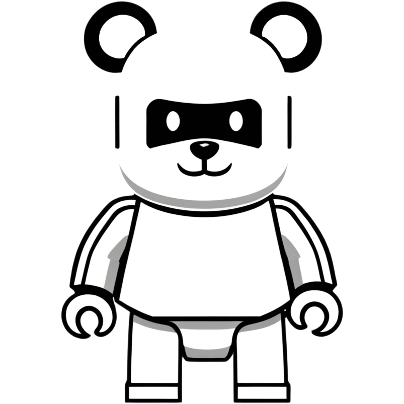 blocky Lego style bearbrick with X eyes, Lego brick joints, streetwear style, brand logos emoji