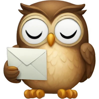 tired owl with a letter emoji