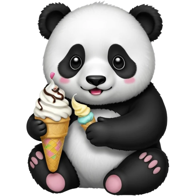 Panda eating ice cream emoji