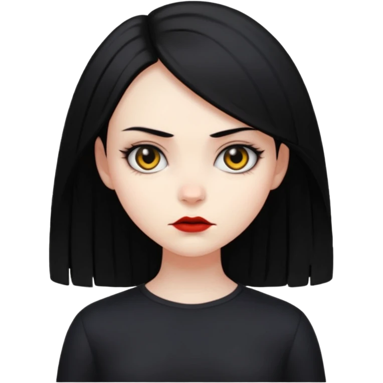 fille  en entier cheveux mi long noir et lisse super mechant emoji
