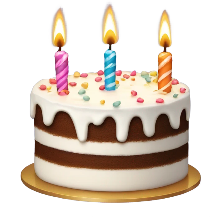 Birthday cake with sparkler candles and white icing emoji