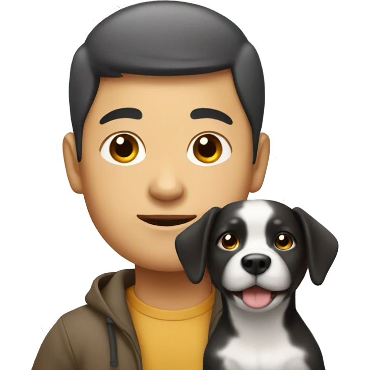 Little Asian man with dog emoji