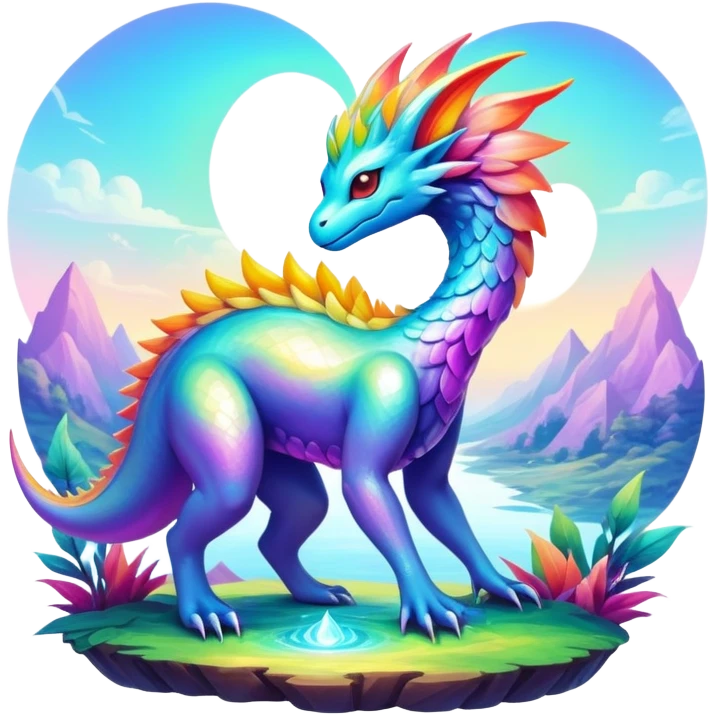 Epic divine complex iridescent aesthetic-Fakémon-creature-scenery emoji