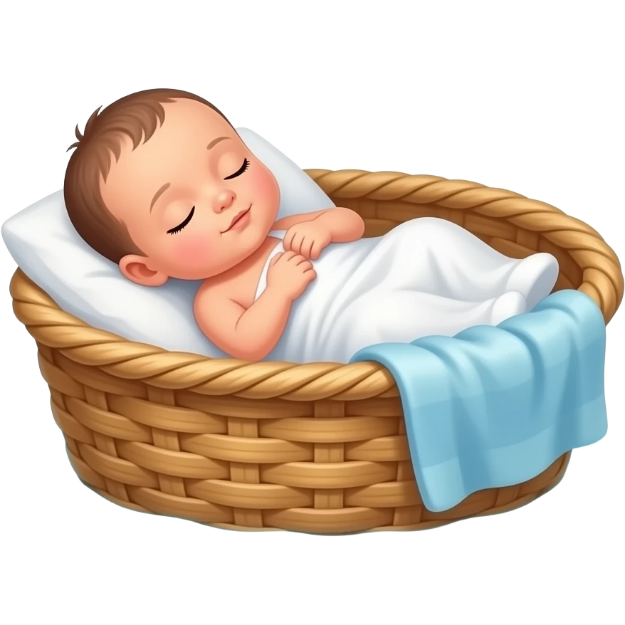 Baby Moses found in a basket going down the Nile river emoji
