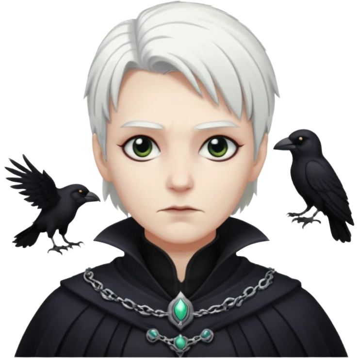 necromancer with black raven outfit wihte hair emoji