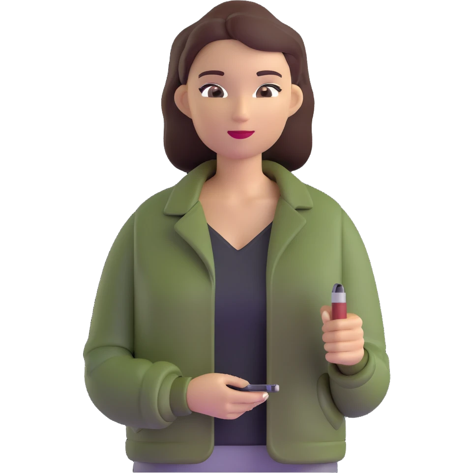woman wearing dark olive green jacket over a lighter green top emoji