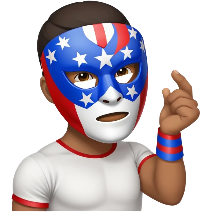 holding an empty Puerto Rican themed Lucha mask emoji