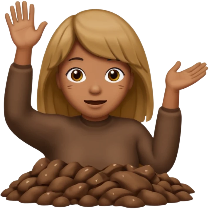 poop wearing a wig and waving hi while pooping emoji