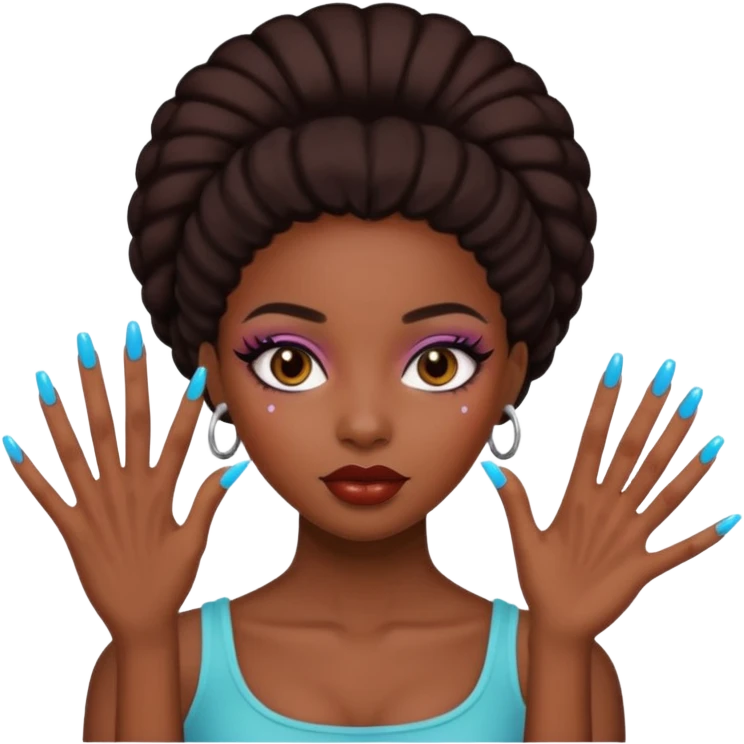 face girl with nails and cute make up black girl emoji