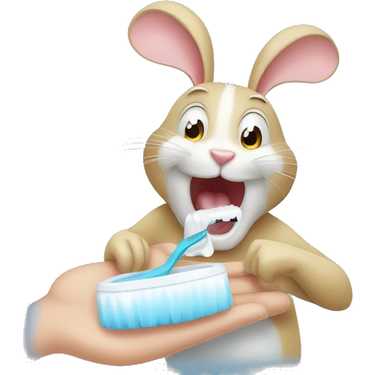 rabbit and mouse brushing teeth emoji