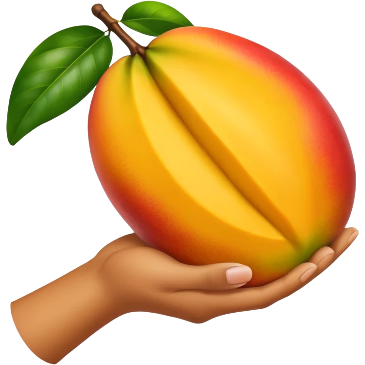 mango in white hand emoji