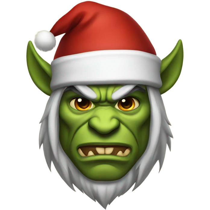 Fierce Orc ranger wearing santa hat emoji