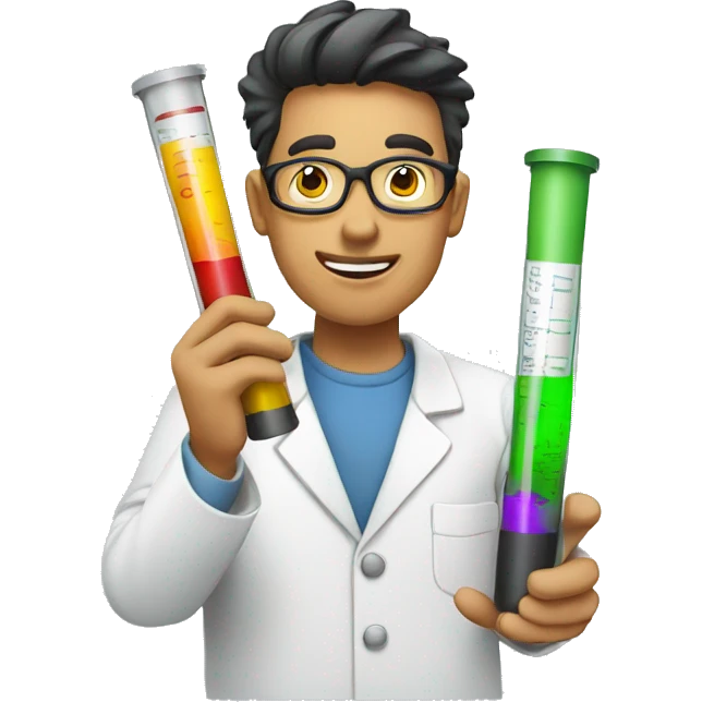 scientist holding essay tubes emoji