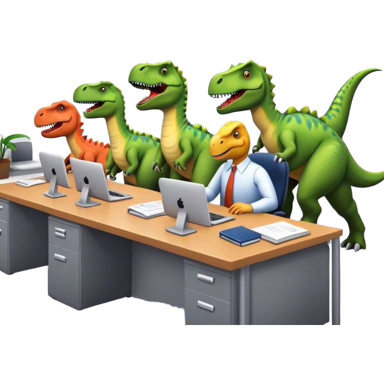 dinosaurs working in an office emoji