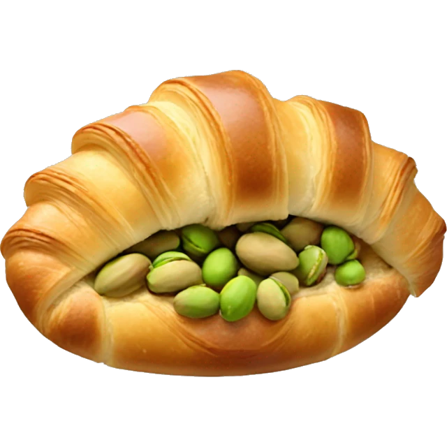 Realistic croissant with pistachios on top and pistachio filling  emoji