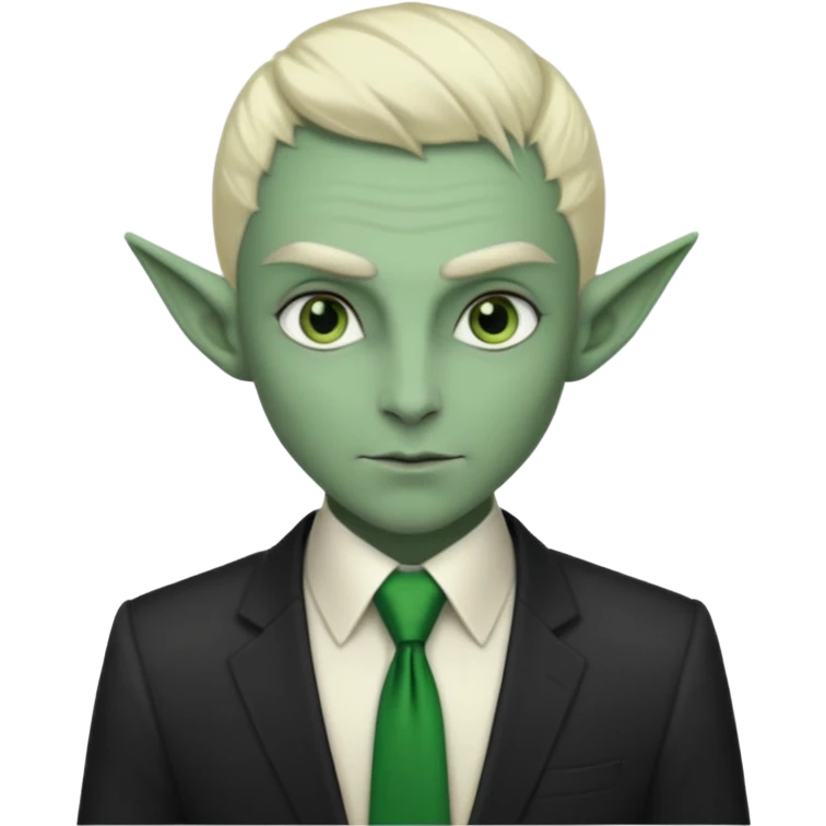 dark elf with tie, business, green tie emoji