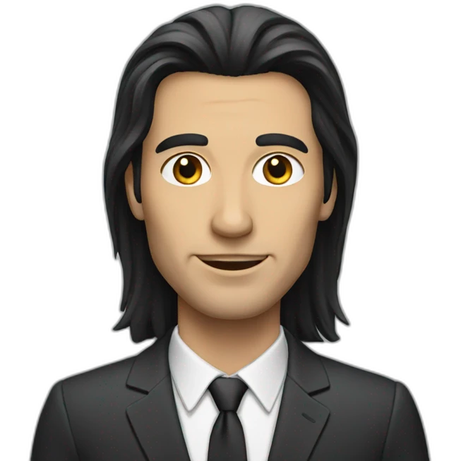 a man with long dark hair in a suit emoji