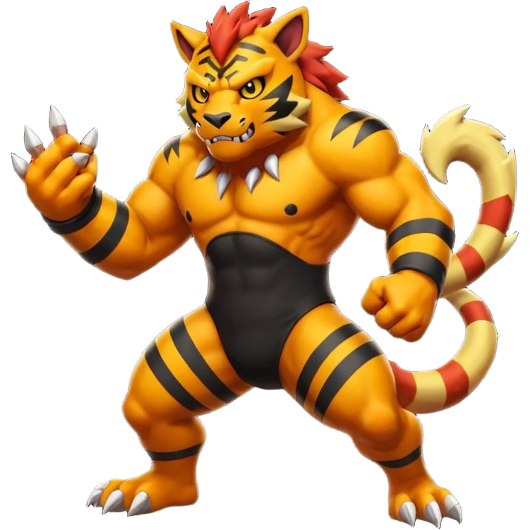 Electabuzz-Incineroar-fusion, full body emoji