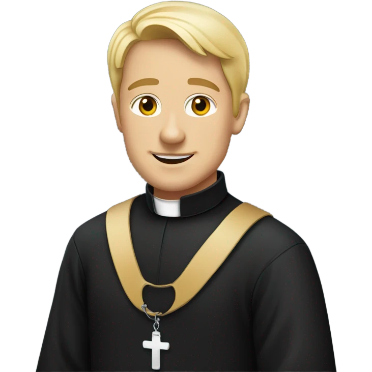 blond Vicar wearing black shirt and dog collar standing emoji