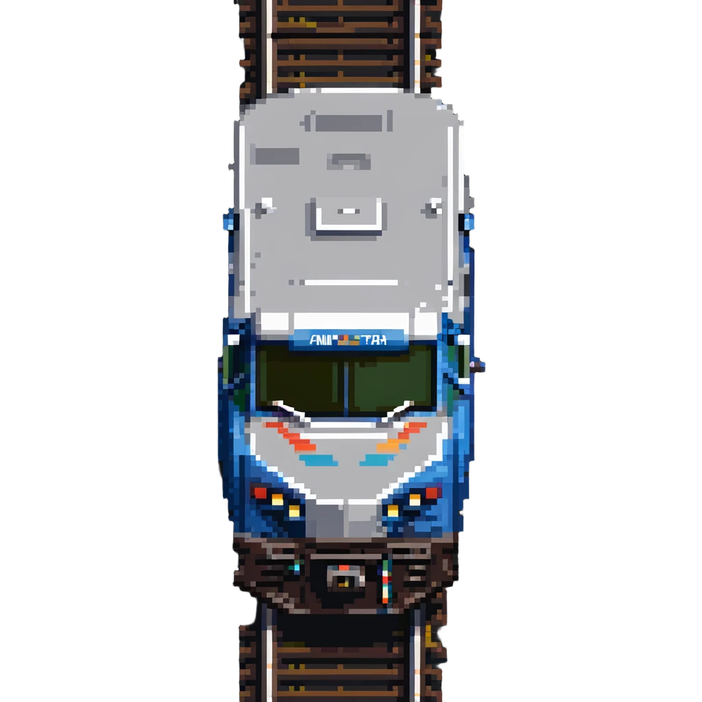 electric Amtrak locomotive with catenary wires and tracks emoji