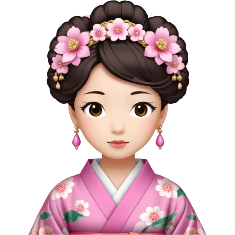 Japanese Princess with floral hairpin, pink emoji