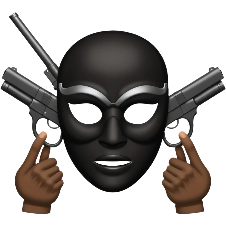 Make a mask with two hands like a gun emoji