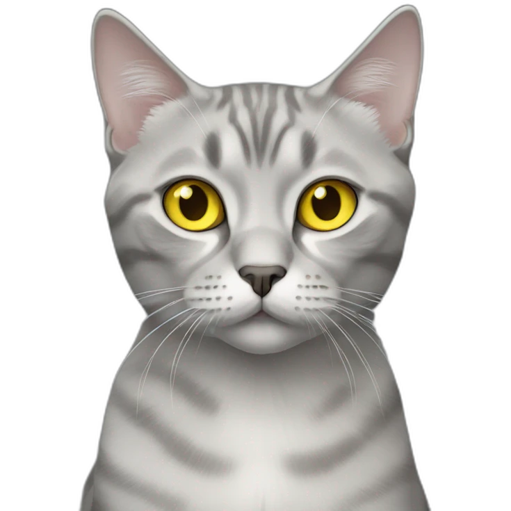 Silver marble Scottish straight cat with yellow eyes emoji