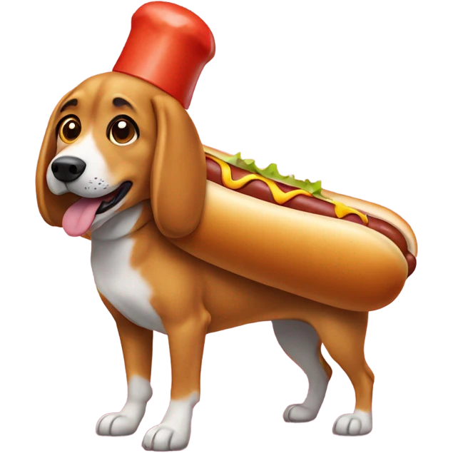 Dog wearing a hot dog costume emoji