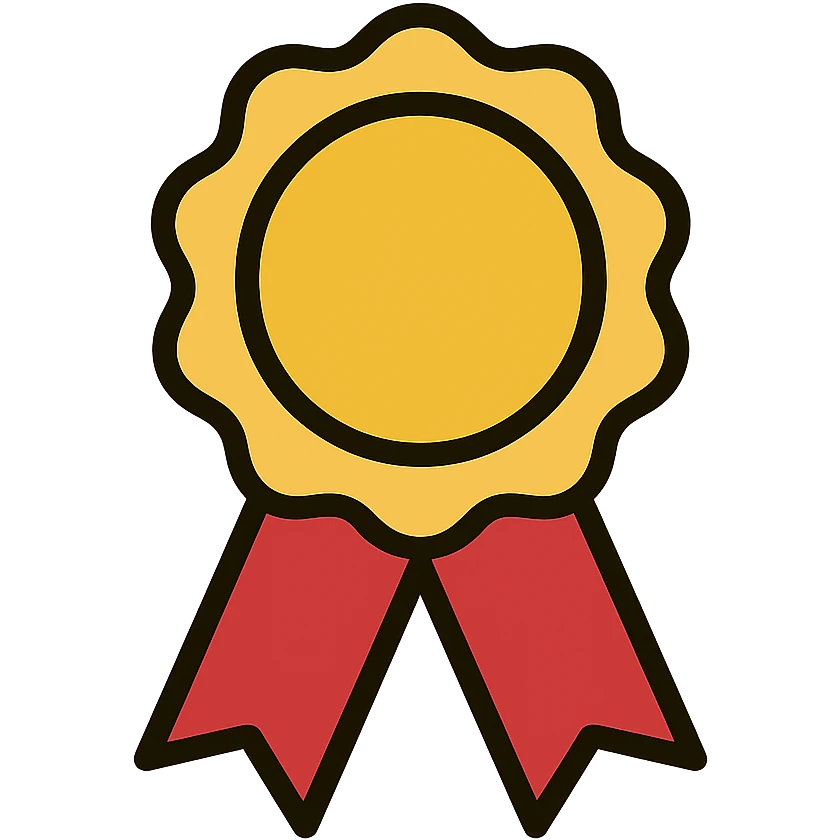 vector icon of a gold guarantee seal badge with colorful elements, unique seal shape, elegant and minimalist flat design, isolated on white background, award badge style, 2D flat vector, trending icon look, soft shadows, no text, perfect for commercial use emoji