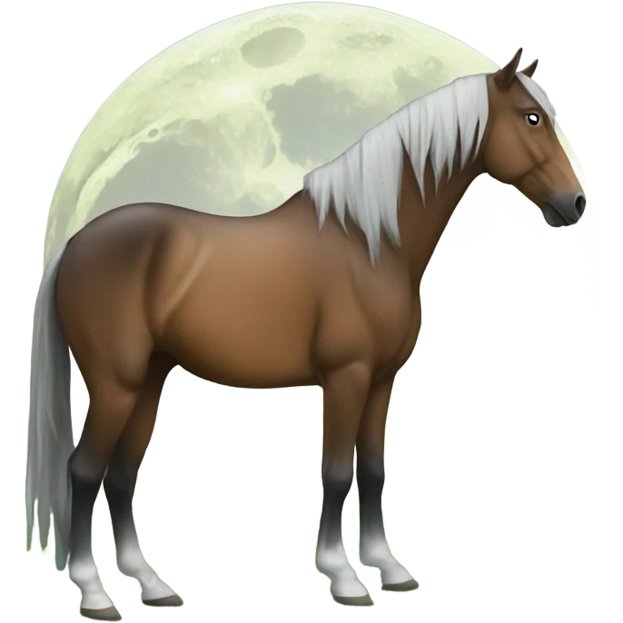 Horse on the moon eating grass emoji