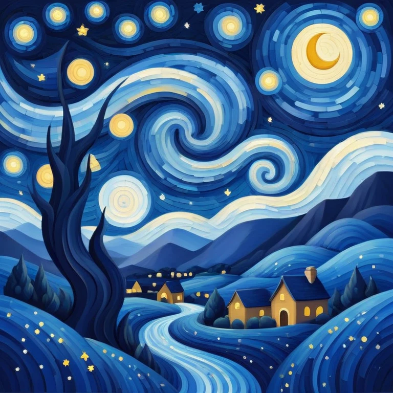 starry night landscape  emoji