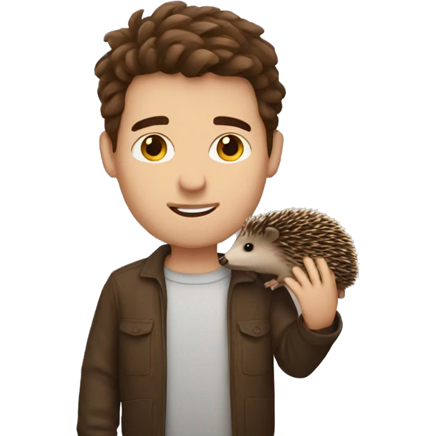 Brown haired guy with a hedgehog  emoji