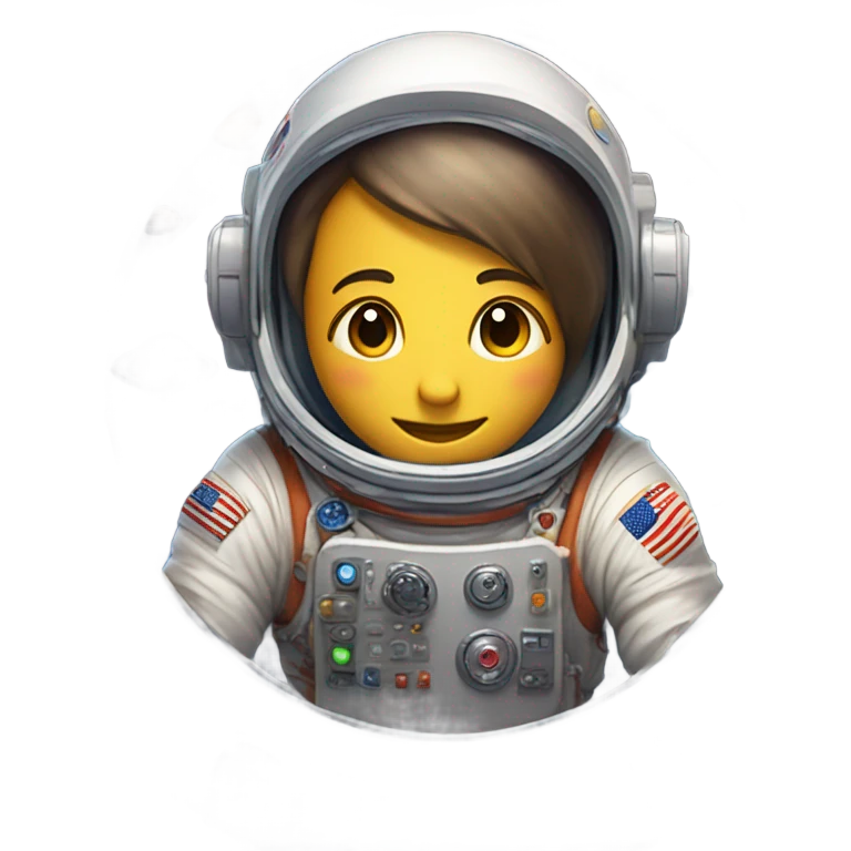 An astronaut in a rocket traveling past planets and stars emoji