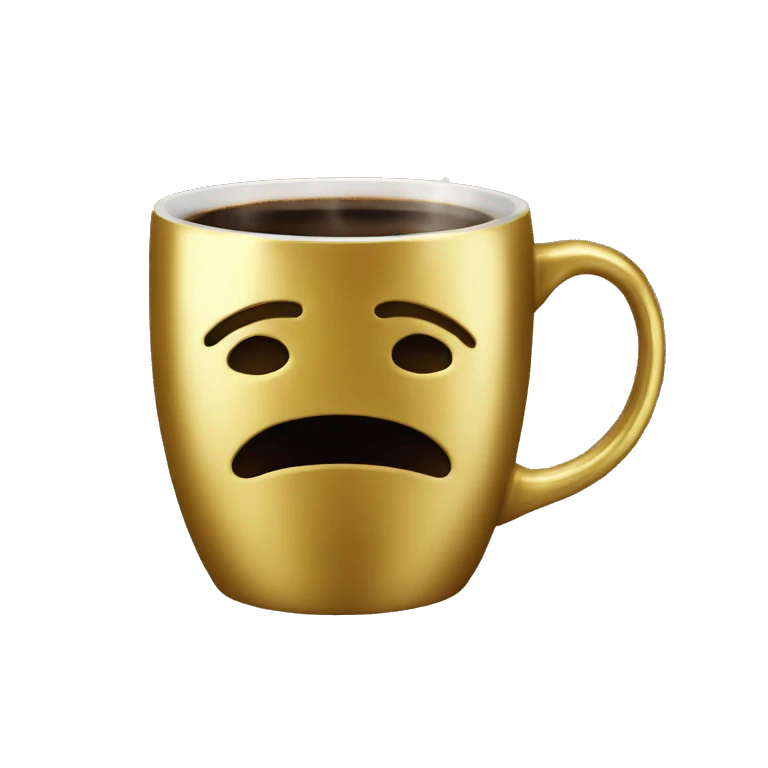 vintage Metallic Gold mug of coffe emoji