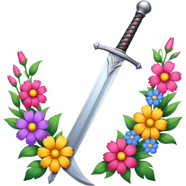 a sword facing downards surrounded by flowers emoji