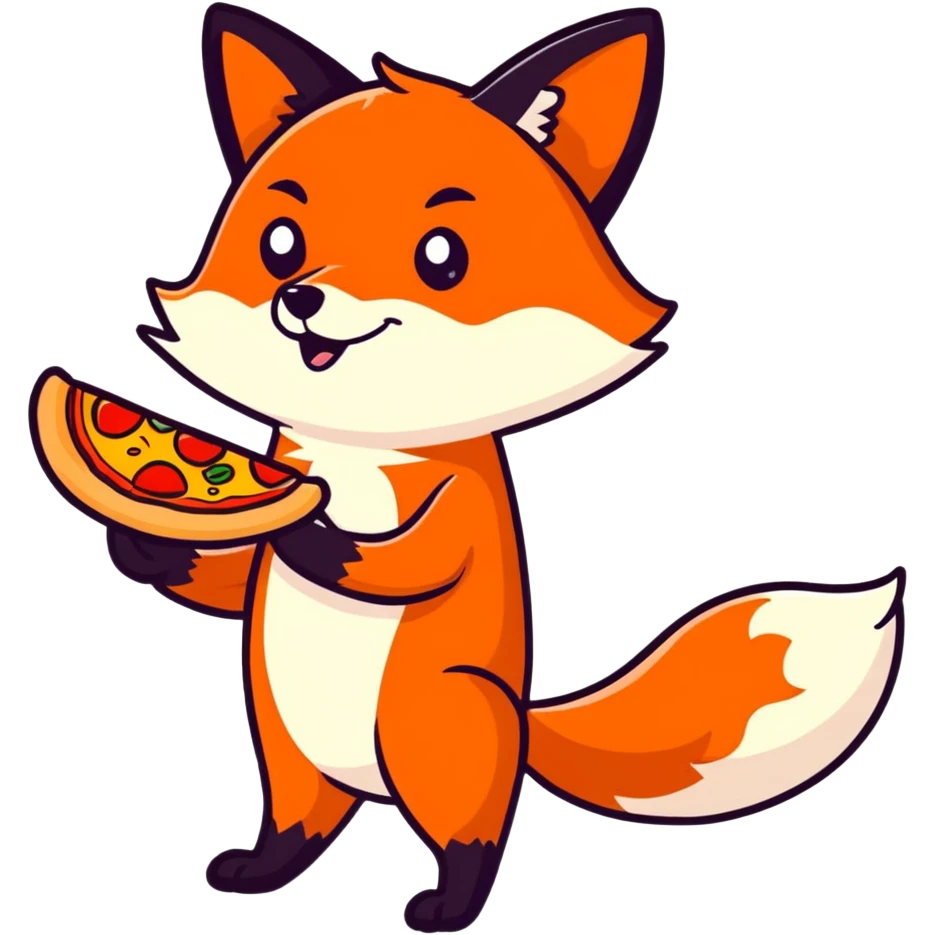 Red fox eating pizza emoji