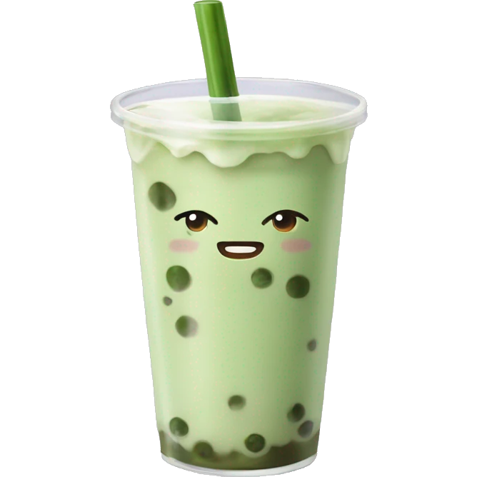 Matcha milk tea with boba emoji