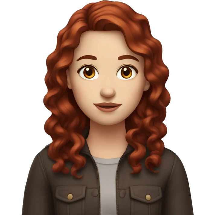 a white girl with dark RED wavy hair, brown eyes emoji