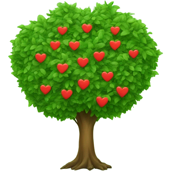 Heart shaped tree + hearts emoji