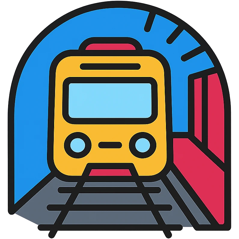 A subway train at the station in the tunnel emoji