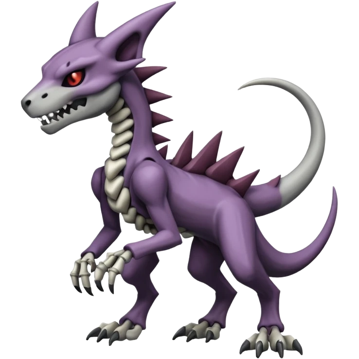 Shiny Badass Edgy Dark Evil Spectral Dusky Spooky Skeletal Cool Hot Stylish Handsome Marowak-Darkrai-Genesect-Fakémon-fusion (full body) emoji