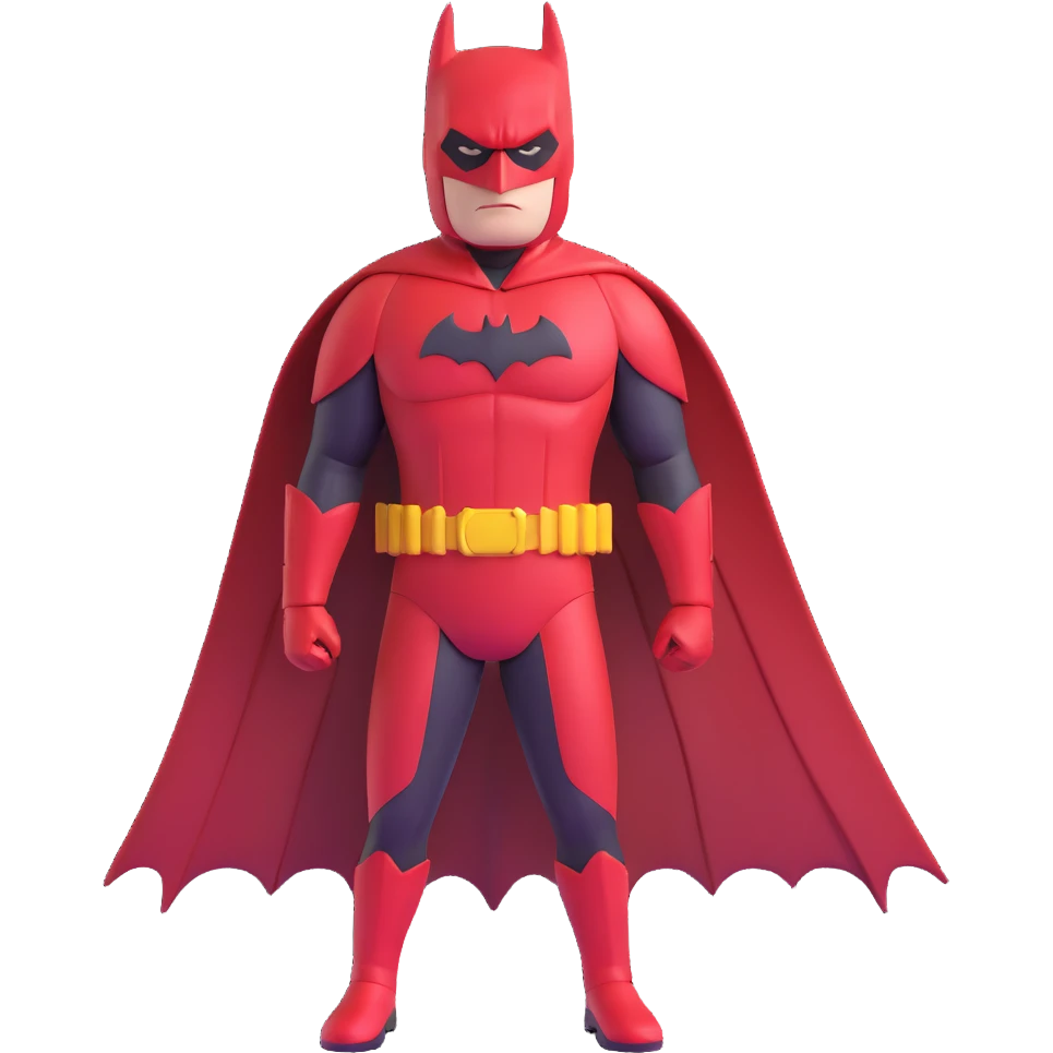 Batman wearing a red suit emoji