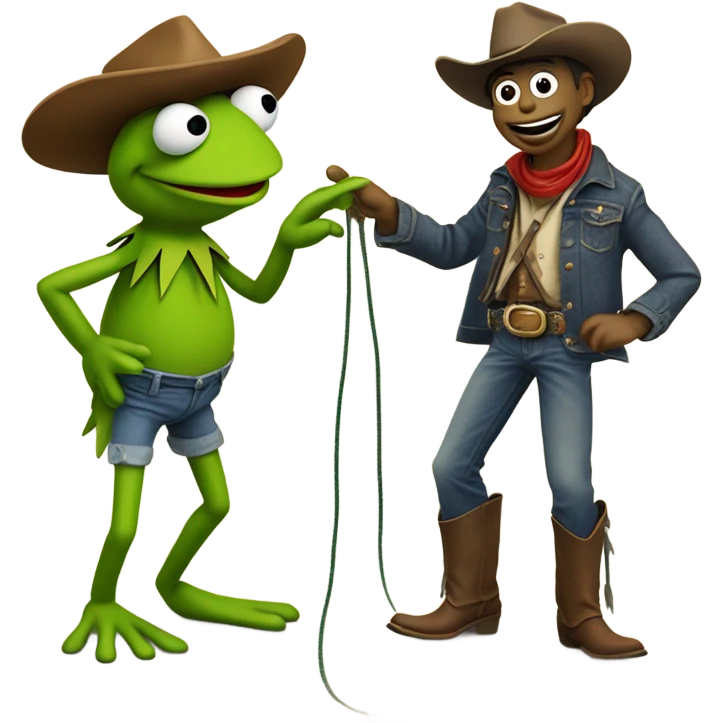 Kermit the frog vs a cowboy emoji