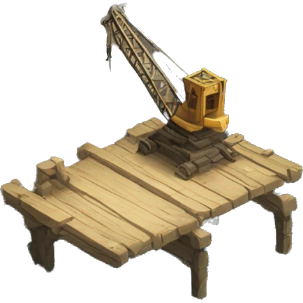 medieval wooden crane into stone pit emoji