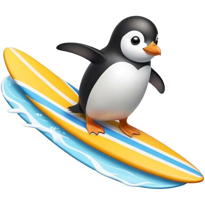 Penguin riding surfboard emoji