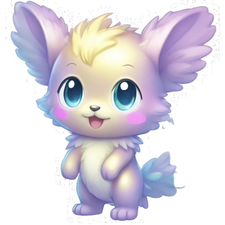 Shiny Cute Cool Innocent Shy Baby Sparkly Colorful Pastel Fluffy beautiful fantasy Kawaii Ethereal Sona Fakemon-animal Full Body emoji