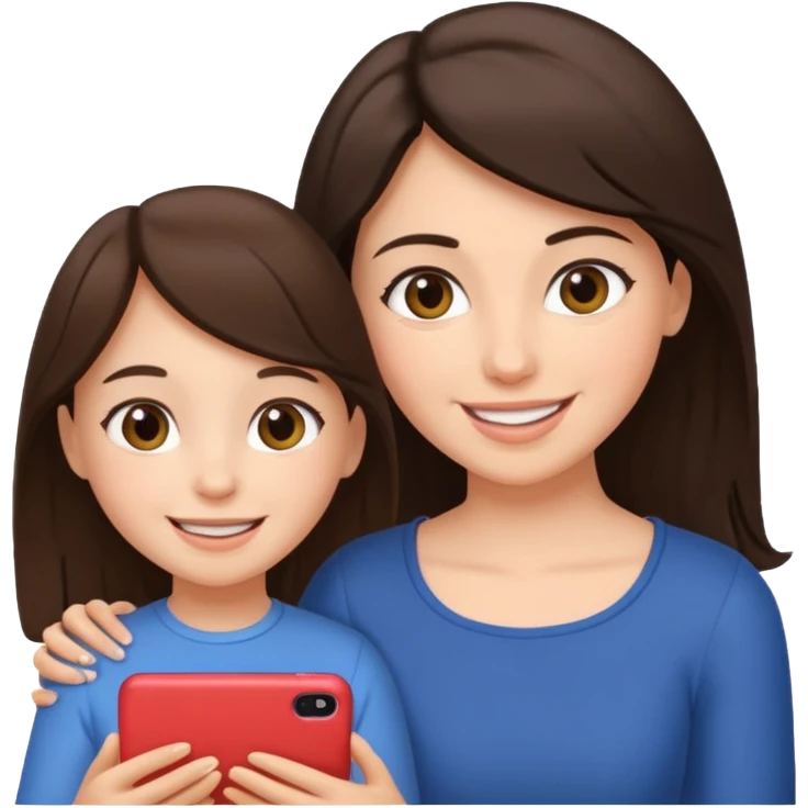 мама брюнетка и дочка брюнетка играют emoji