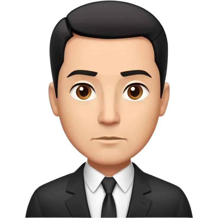 Good-looking robust man in his 40s with light brown skin tone, short slicked back straight black hair with fade haircut, strong square face, approachable TV host expression, black blazer with white buttoned shirt emoji